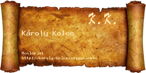 Károly Kolos névjegykártya